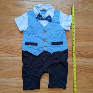 Formal baby boy outfit with bowtie all one piece